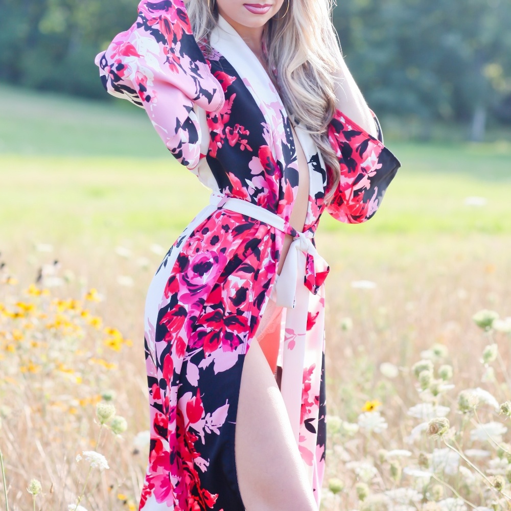 LKC Collection Roses Bridal Kimono Robe 3 sizes